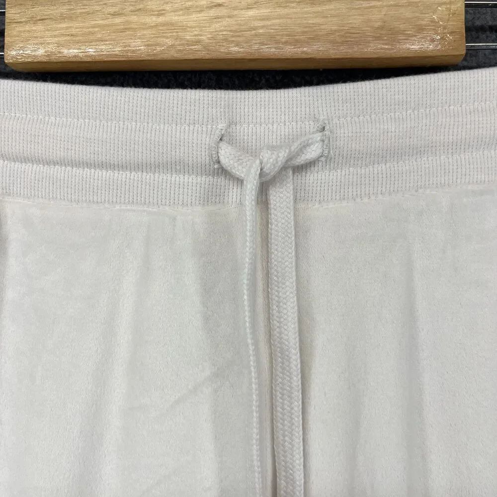 Juicy Couture Pants Women XL Beige Velour Sleepwear Rhinestone Lounge Y2K pocket